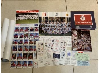 1989 Pawtucket Red Sox Lot Including Team Photo Albums, Posters, Year Book, Score Cards And More