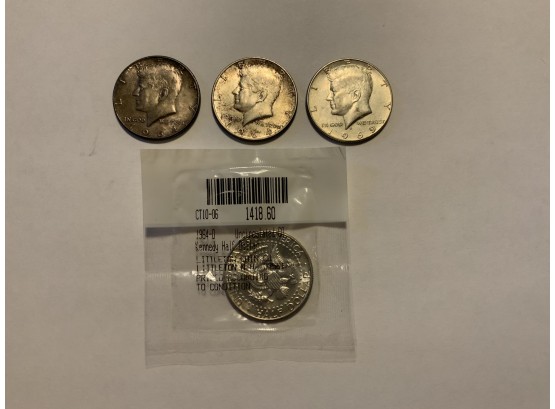 4 Kennedy Silver Half Dollars