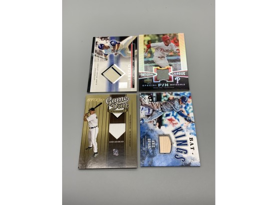 Bryant Bat Card And Jersey Cards Of Rodriguez, Erstad And Utley