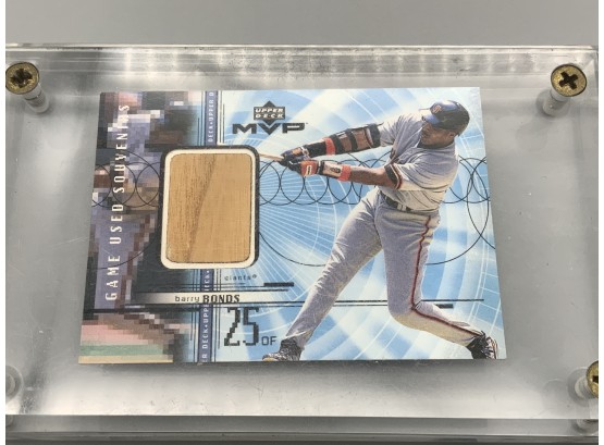 Barry Bonds 1999 Upper Deck MVP Game Used Souvenirs Bat Card In Large Protective Case