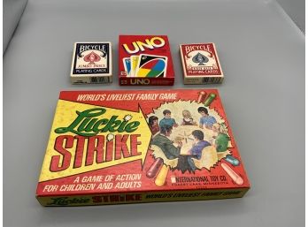 Vintage Lucky Strike Game Plus Uno And 2 Decks Of Cards