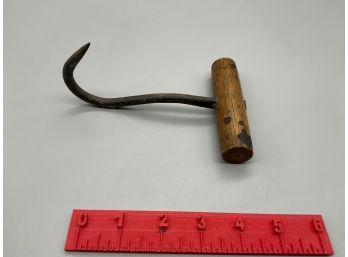 Vintage Hay Bale Hook Wood Handle With Metal Hook