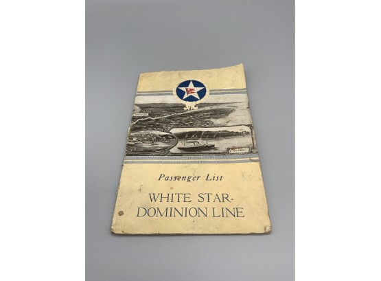1924 White Star Dominion Line Passenger List S.S. Megantic