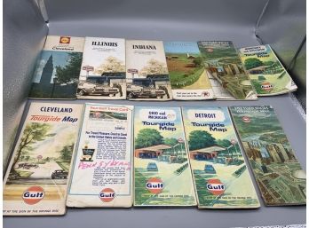 Vintage Gulf, Texaco And Shell Road Maps