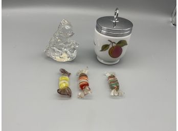 Royal Worcester Porcelain, Princess House Crystal Bear And Glass Candies