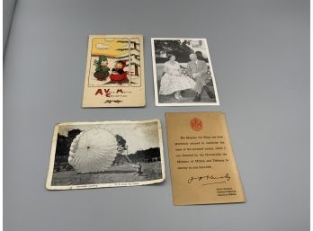 Vintage Emphemera Lot Including President Eisenhower, Post Cards And Military