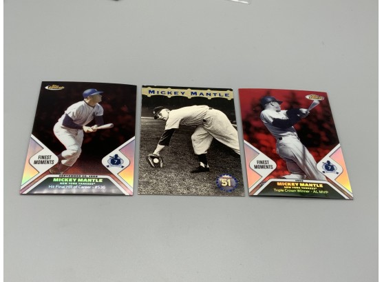Mickey Mantle 2006 Topps Finest Moments #2 /399 And #20 /399 And 1996 Stadium Club Cards