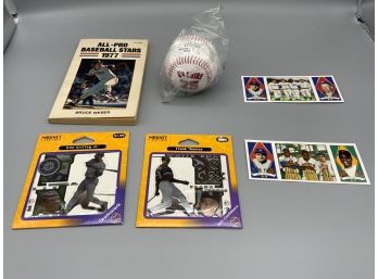 McGwire Baseball, Griffey And Thomas Magnets, 1977 All-pro Book And 2 UD 1993 Cards