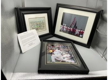 Boston Red Sox Framed Photos Of Manny Ramirez, 2005 Opening Day And Print Of Fenway
