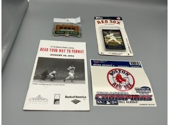 Boson Red Sox 2007 Team Card Set, Fenway Park 100 Year Magnet, World Series Decals And A Book