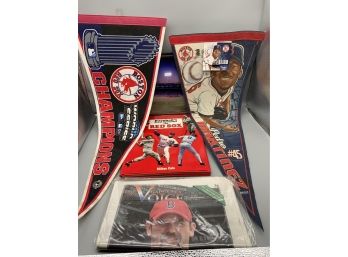 Boston Red Sox Pennants, Newspaper, Book And Fenway Photograph