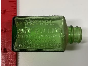 Vintage Antrol Ant Killer Small Green Bottle