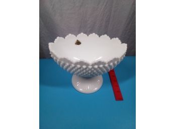 Fenton Hobnail Footed Milk Glass Oval Bowl