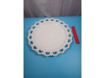 Decorative Milk Glass Large Plate Or Tray