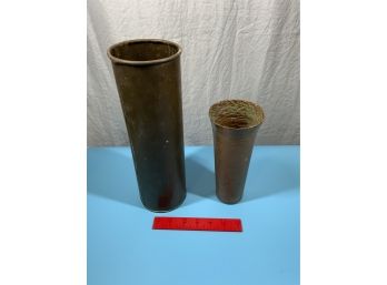 Vintage Copper And Brass Vases Possible Trench Art