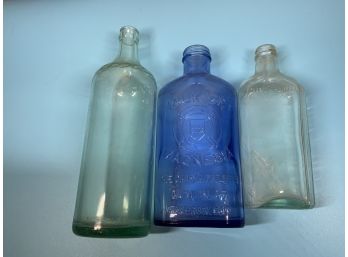 Cobalt Milk Of Magnesia, Aqua Moxie And Burnett & CoLondon Dry Gin Vintage Bottles