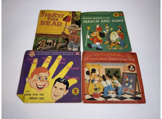 Vintage Kids Records Mickey Mouse Club (x2), Howdy Doody And Smokey The Bear