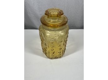 Vintage Yellow Glass Jar With Lid