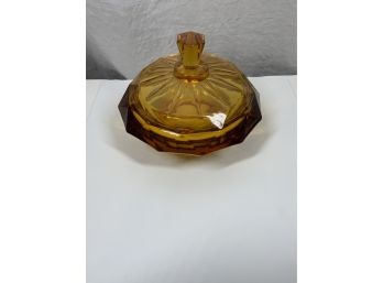 Vintage Yellow Candy Dish With Lid
