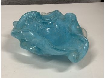 Blue And Clear Art Glass Bowl