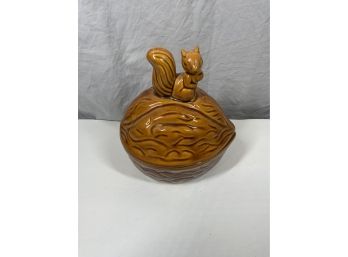 Vintage Acorn Lidded Bowl With Squirrel