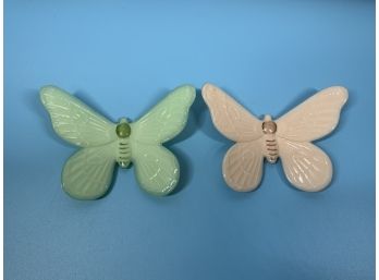 2 Vintage Westmoreland Glass Butterflies