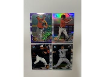 2019 Bowman Chrome Rodriguez Purple Shimmer, McCray, Stewart And Kopech Rookie Cards