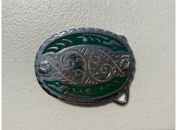 Green And Silver Toned Belt Buckle