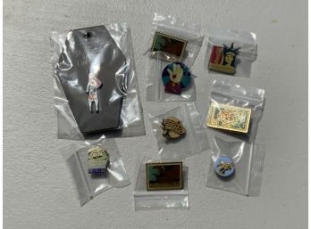 Pins Including Coca Cola, Sesame Street, US Stamps, Tim Burton, Fantasy Land And More