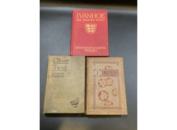 Vintage Books Oliver Twist By Dickens, Ivanhoe By Scott And The Iliad Of Homer