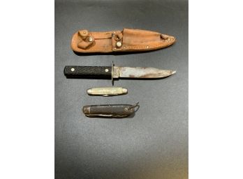 Vintage Pocket Knives Plus A Colonial Knife