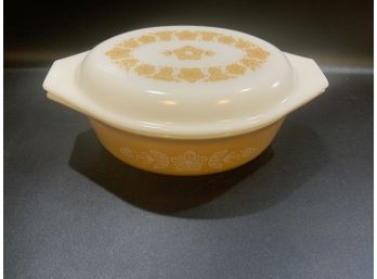 Pyrex 043 Butterfly Gold Oval Casserole Dish With Lid
