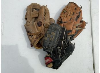 3 Used Youth Baseball Gloves