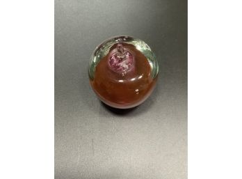 Art Glass Apple Paper Weight Signed By Artist Roy Wilson 1984