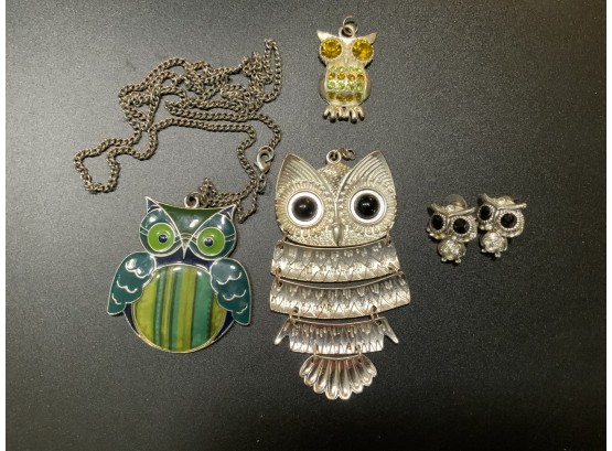 Owl Lot Of Costume Jewelry