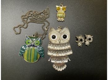 Owl Lot Of Costume Jewelry