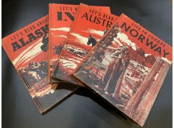 1955 Lets Read About India, Australia And Alaska Plus Life In Europe Norway Books
