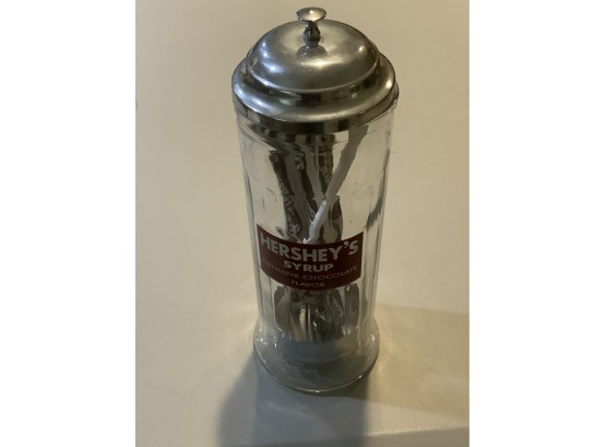Vintage Hersheys Syrup Glass Straw Dispenser