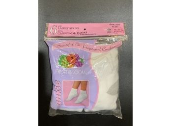 New 6 Pack Of Womens Ankle Socks Fruit Of The Loom Size 4-10
