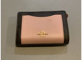 Coach Pink And Brown Zip Small Wallet