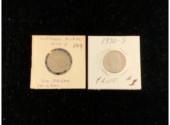1946 Jefferson P Nickel And 1970 S Nickel