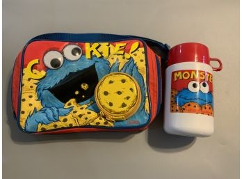 Vintage Cookie Monster Lunchbox And Thermos Sesame Street