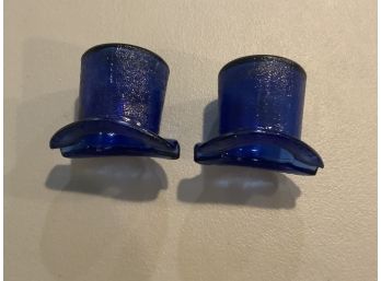 Vintage Blue Glass Top Hats