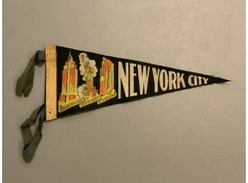 Vintage New York City Felt Pendant With The Empire State Building, Statue Of Liberty And RCA Building