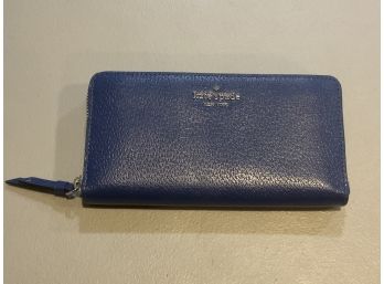 Kate Spade Blue Leather Zip Around Wallet