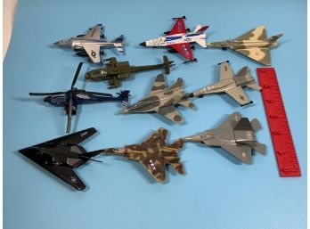 Collection Of Diecast Airplanes And Helicopters