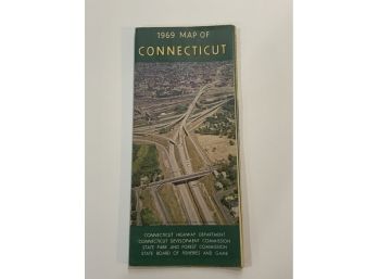 Vintage 1969 Map Of Connecticut