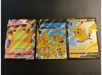 Pikachu Holo V, Vmax, And V-union Holo Cards