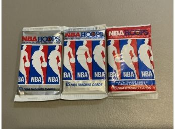 1990-91 NBA Hoops 3 Unopened Packs