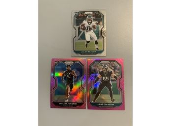 2020 Prizm Football Reagor RC And Jalon Johnson RC And Lane Johnson Pink Parallel Cards